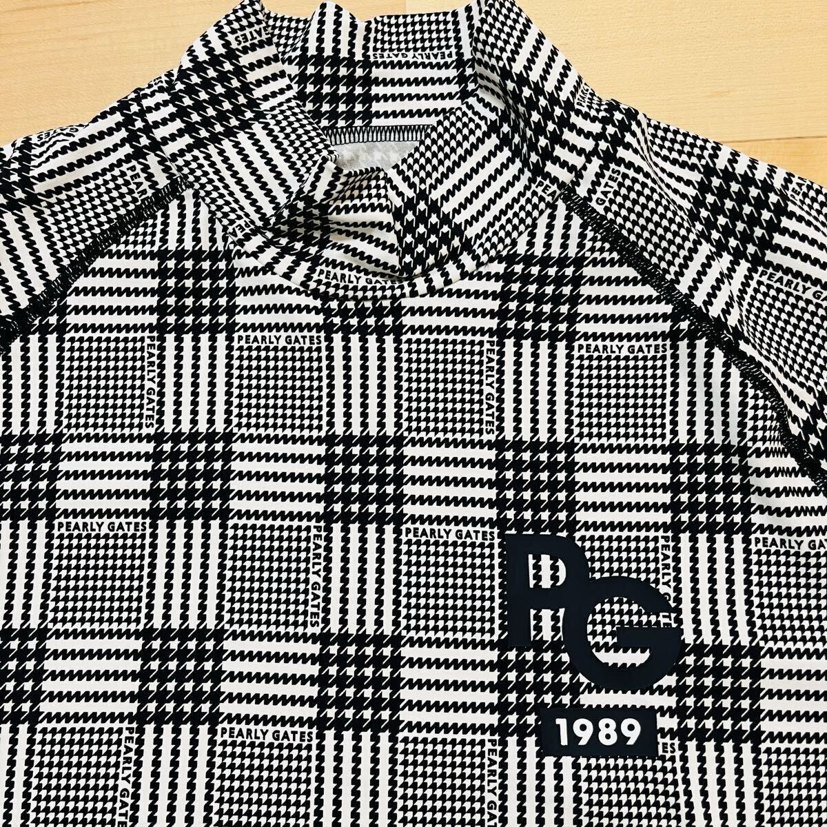 ★極美品 パーリーゲイツ 千鳥 グレンチェック柄 長袖ハイネックシャツ モックネックインナー メンズ ★送料無料 正規品_画像3