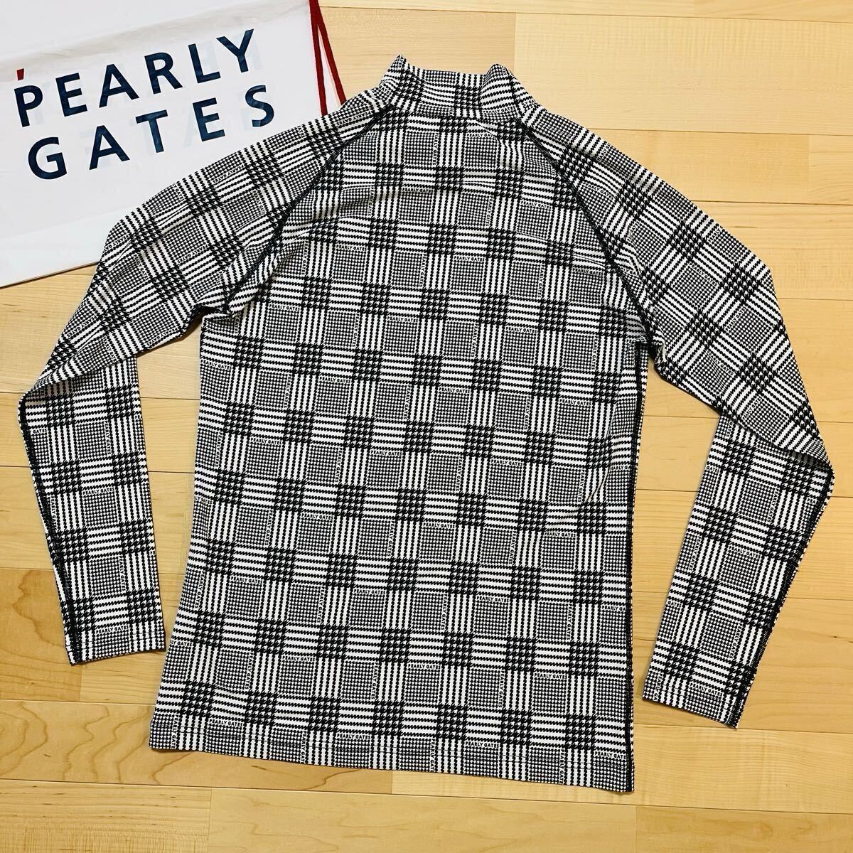 ★極美品 パーリーゲイツ 千鳥 グレンチェック柄 長袖ハイネックシャツ モックネックインナー メンズ ★送料無料 正規品_画像6