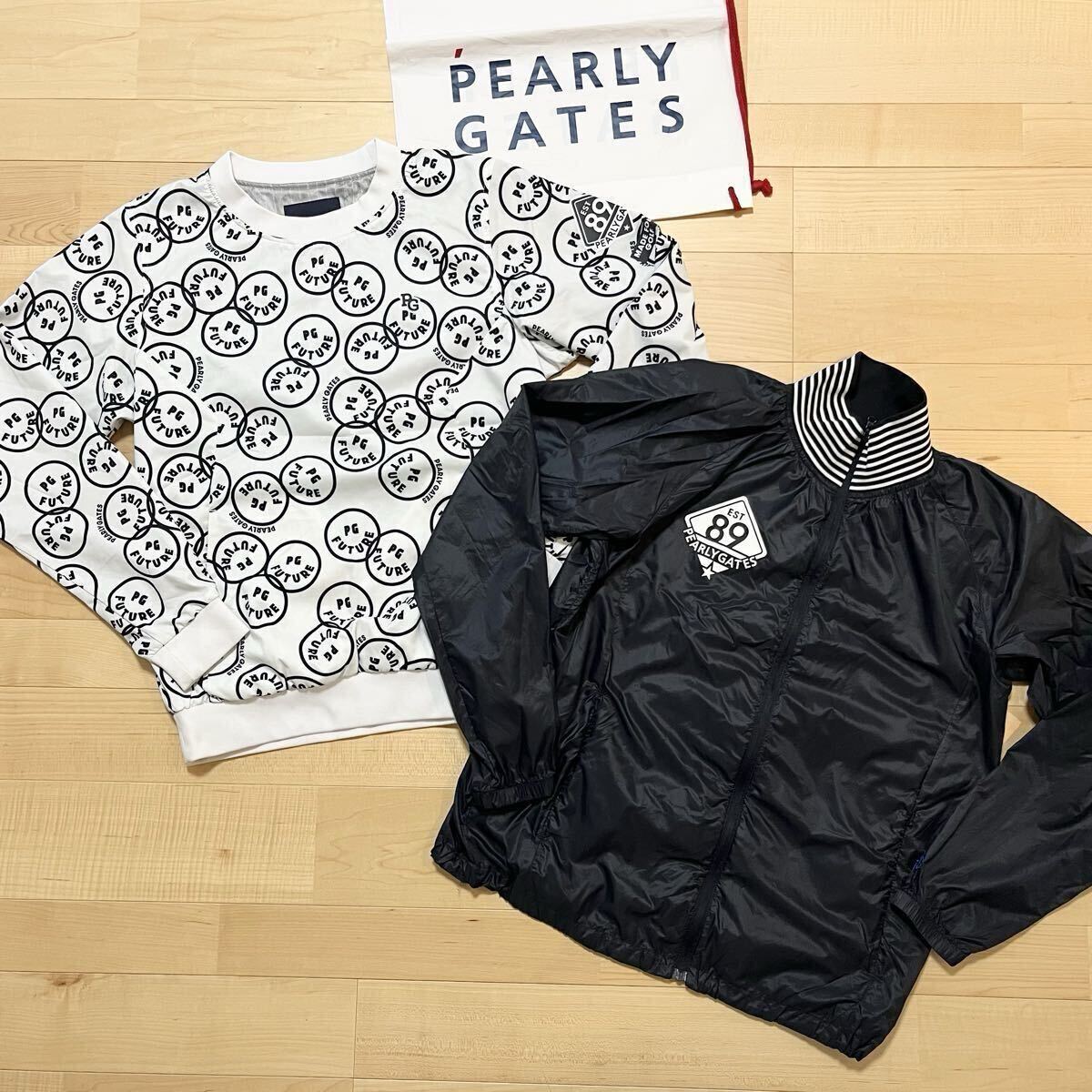 ★美品 パーリーゲイツ ニコちゃん総柄 ツインスニード ジャケット ブルゾン メンズ ★送料無料 正規品_画像1