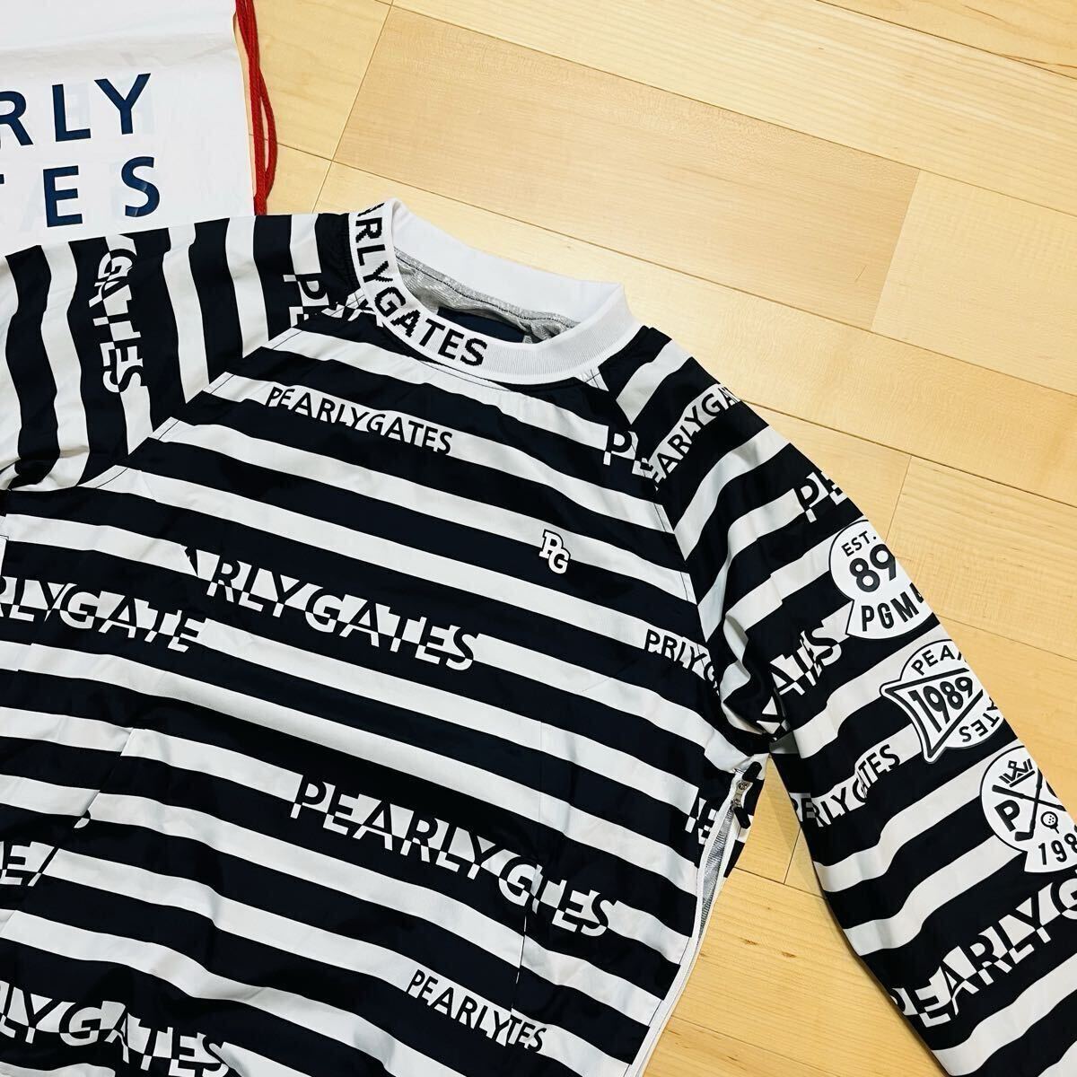 ★美品 パーリーゲイツ ボーダー柄 スニード 蓄熱ジャケットブルゾン メンズ ★送料無料 正規品 PEARY GATES_画像3