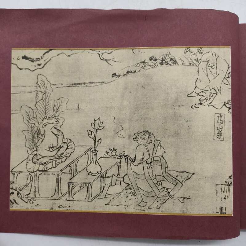 [A4335]12 листов 1 шт. птица перо . правильный кисть птицы и звери .. изобразительное искусство .. человек .. человек ... человек японская живопись высота гора храм мир книга@ старинная книга старый документ 