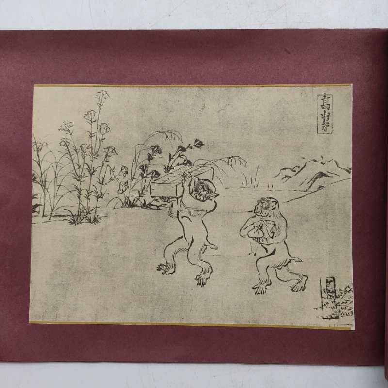 [A4335]12 листов 1 шт. птица перо . правильный кисть птицы и звери .. изобразительное искусство .. человек .. человек ... человек японская живопись высота гора храм мир книга@ старинная книга старый документ 