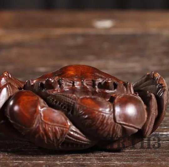 黄楊木彫刻[カニ]八方来財長8センチ幅6センチ高さ3.5センチ_画像9