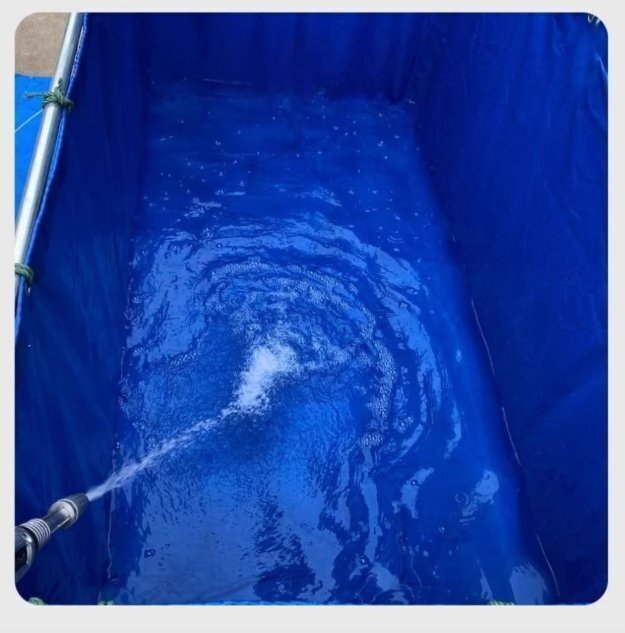 スタンド付き厚手の帆布プール養殖池、屋外用スイミングプール、防水シート製貯水槽、家庭用魚の飼育池_画像3