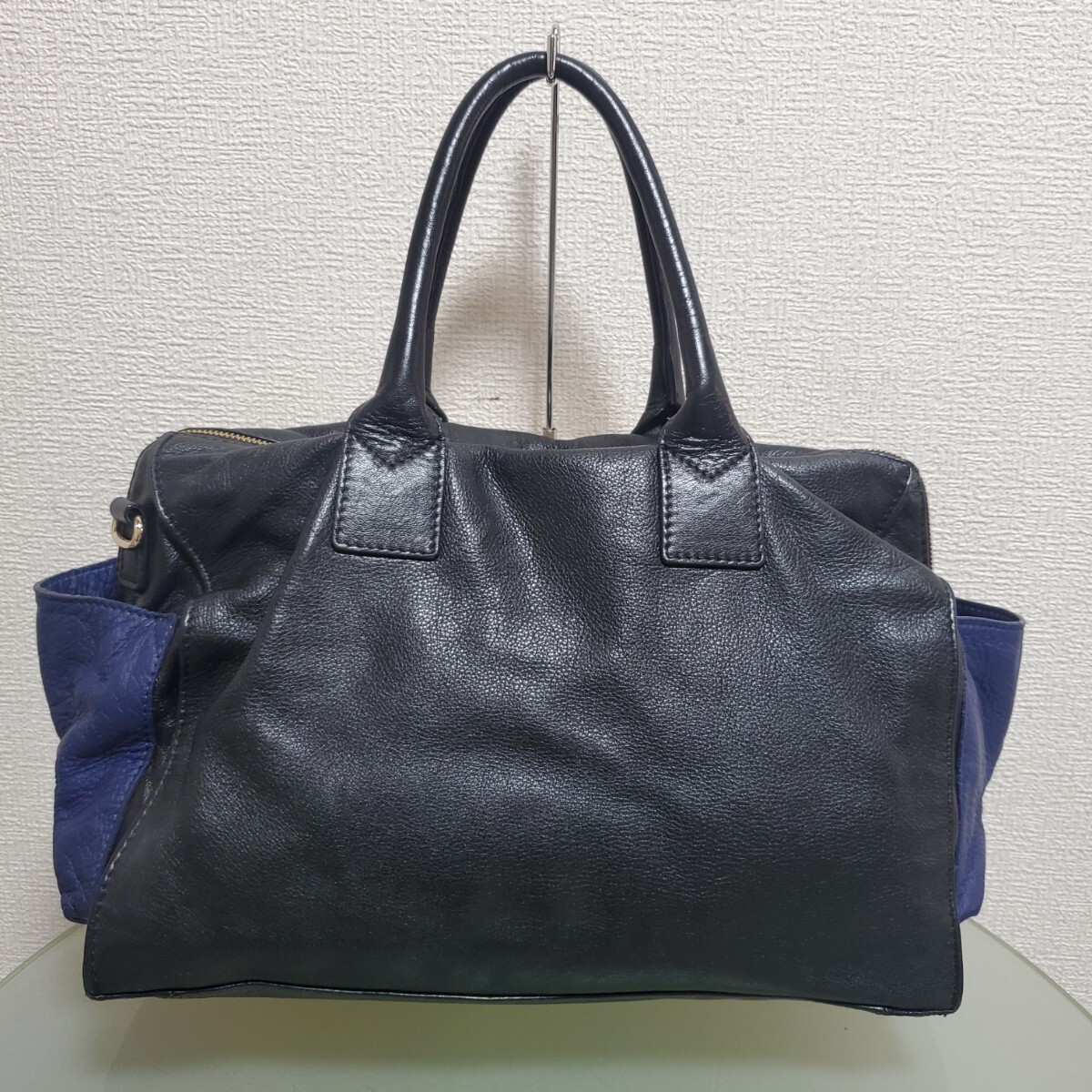 SEE BY CHLOE シーバイクロエ レザーバッグ ハンドバッグ トートバッグ 肩掛け バイカラー 配色カラー ベージュ ブラック ネイビー 激カワ_画像4