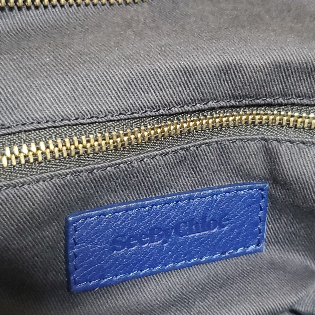 SEE BY CHLOE シーバイクロエ レザーバッグ ハンドバッグ トートバッグ 肩掛け バイカラー 配色カラー ベージュ ブラック ネイビー 激カワ_画像10