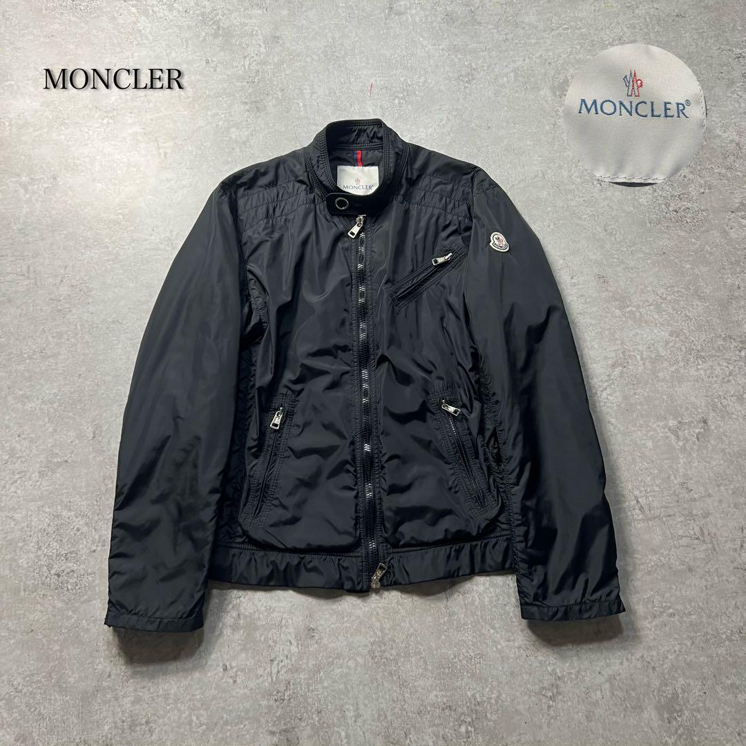 モンクレール　メンズ　ナイロンジャケット　サイズ1 ブラック　ロゴワッペン　美品_画像1