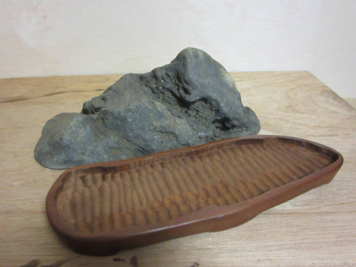 Ｚ１　姫川石　水盤飾り　鑑賞石　水石　台座付き_画像5