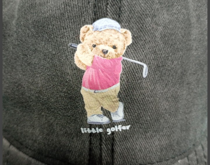 ☆新品「リトルゴルファー　クマちゃん/ベア　コットン　黒』帽子/ゴルフキャップ_画像2