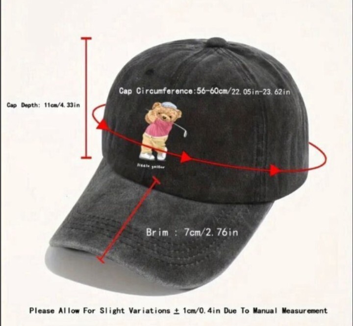 ☆新品「リトルゴルファー　クマちゃん/ベア　コットン　黒』帽子/ゴルフキャップ_画像5