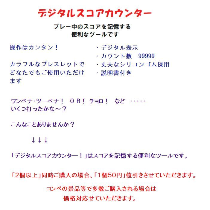 11-24　プレイに集中！　スコアカウンター　色：ブルー「U」　ハンドメイド・・・ブレスレットタイプ　デジタル表示　ゴルフ　コンペ賞品_画像2