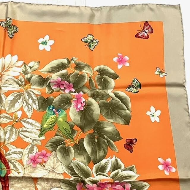 .108[ прекрасный товар ]Salvatore Ferragamo шелк шарф orange серия птица . цветок с коробкой Salvatore Ferragamo палантин большой размер шарф 