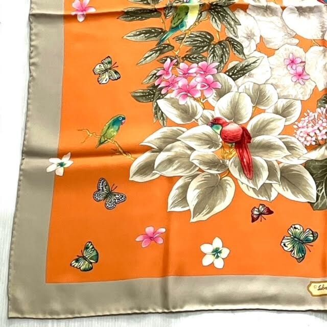 .108[ прекрасный товар ]Salvatore Ferragamo шелк шарф orange серия птица . цветок с коробкой Salvatore Ferragamo палантин большой размер шарф 