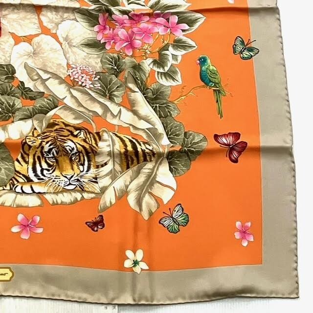 .108[ прекрасный товар ]Salvatore Ferragamo шелк шарф orange серия птица . цветок с коробкой Salvatore Ferragamo палантин большой размер шарф 