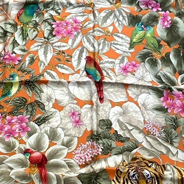 .108[ прекрасный товар ]Salvatore Ferragamo шелк шарф orange серия птица . цветок с коробкой Salvatore Ferragamo палантин большой размер шарф 