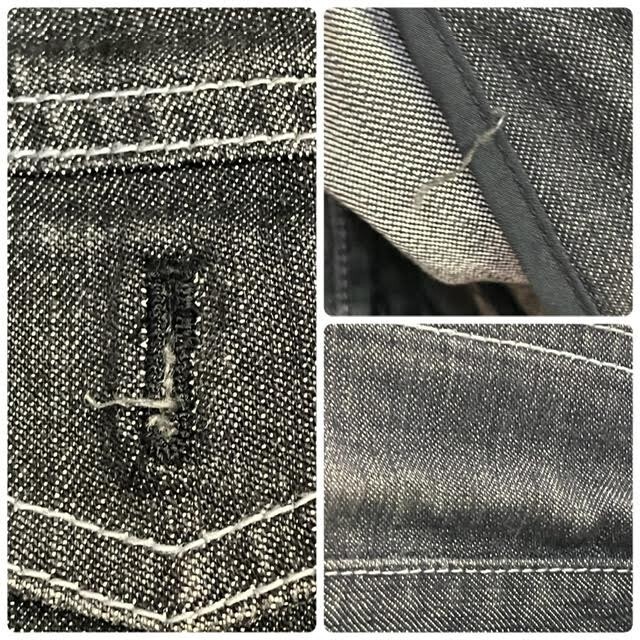 仙12 Leilian デニムジャケット ストーン チェーン付き サイズ13+ グレー系 ブラック系 レリアン レディース アウター Gジャン_画像9