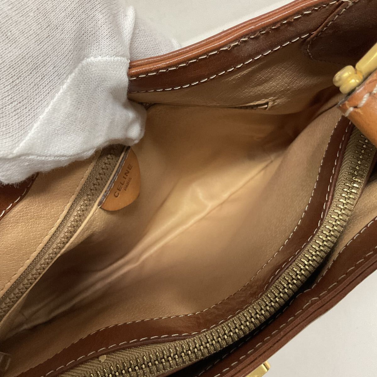 営NI356ー80◆ CELINE セリーヌ M06 マカダム ブラウン レザー 肩掛け ショルダーバッグ_画像7