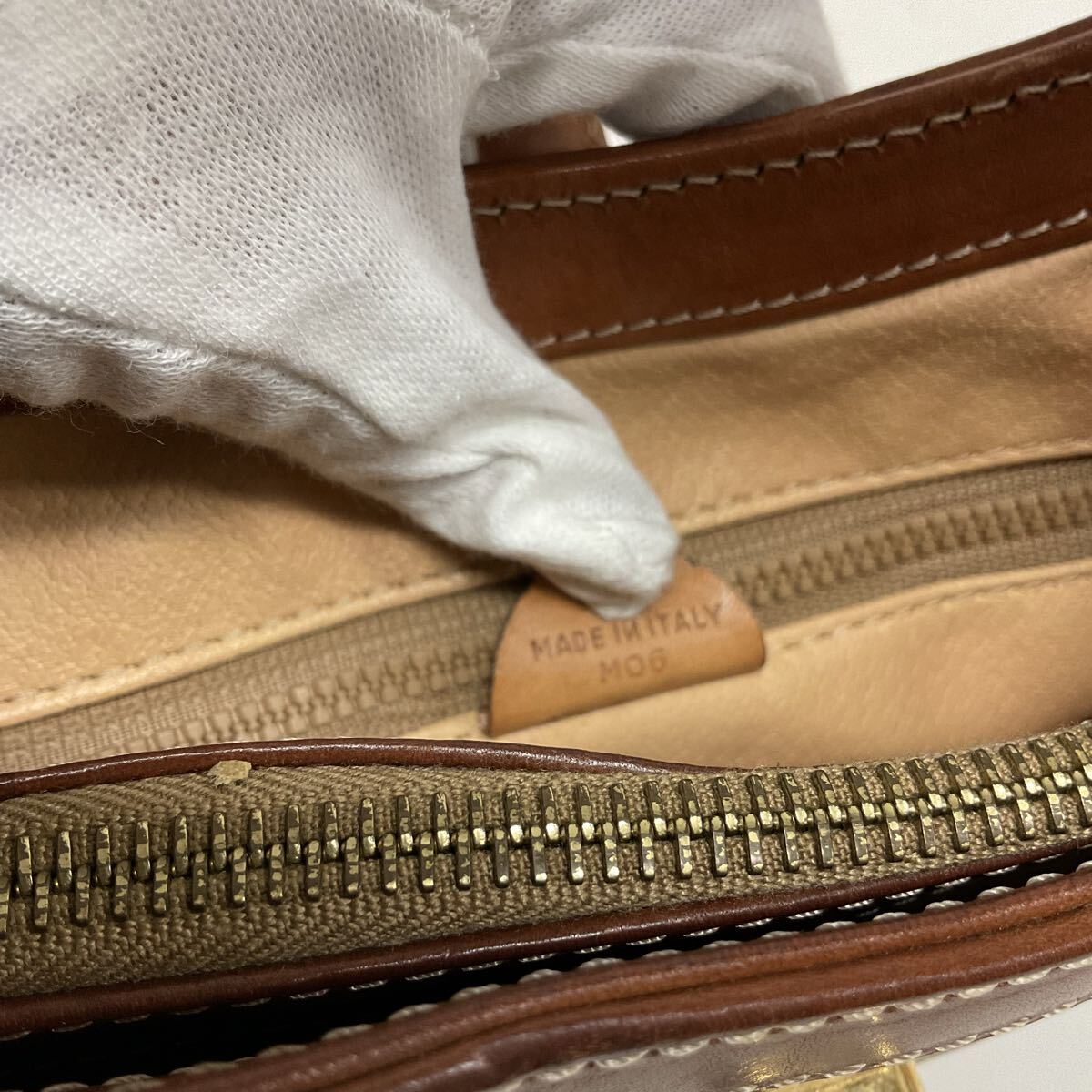 営NI356ー80◆ CELINE セリーヌ M06 マカダム ブラウン レザー 肩掛け ショルダーバッグ_画像8