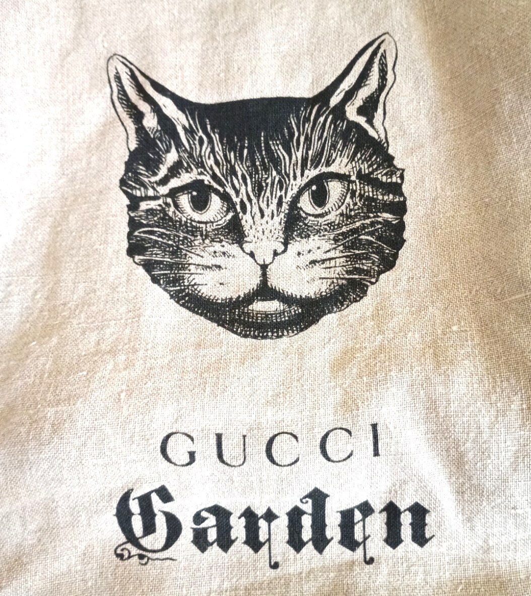 GUCCI グッチ ガーデン キャット リネン トート バッグ _画像2