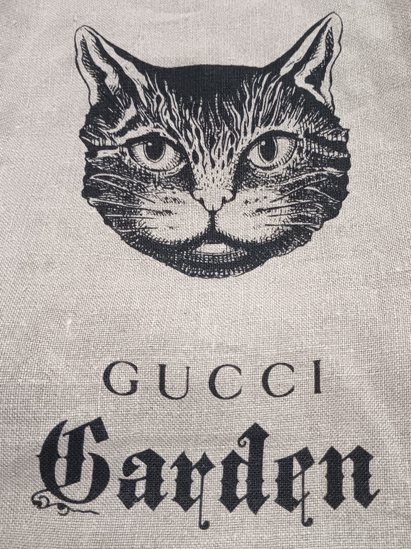 GUCCI グッチ ガーデン キャット リネン トート バッグ _画像9