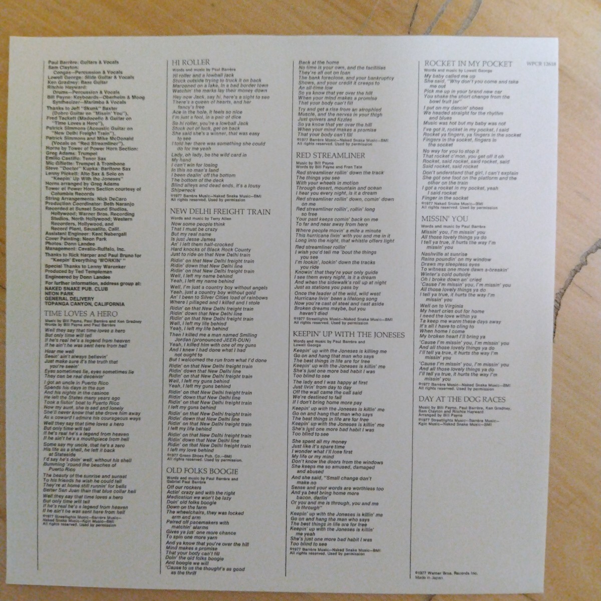 タイム・ラヴズ・ア・ヒーロー / リトル・フィート 紙ジャケCD_画像5