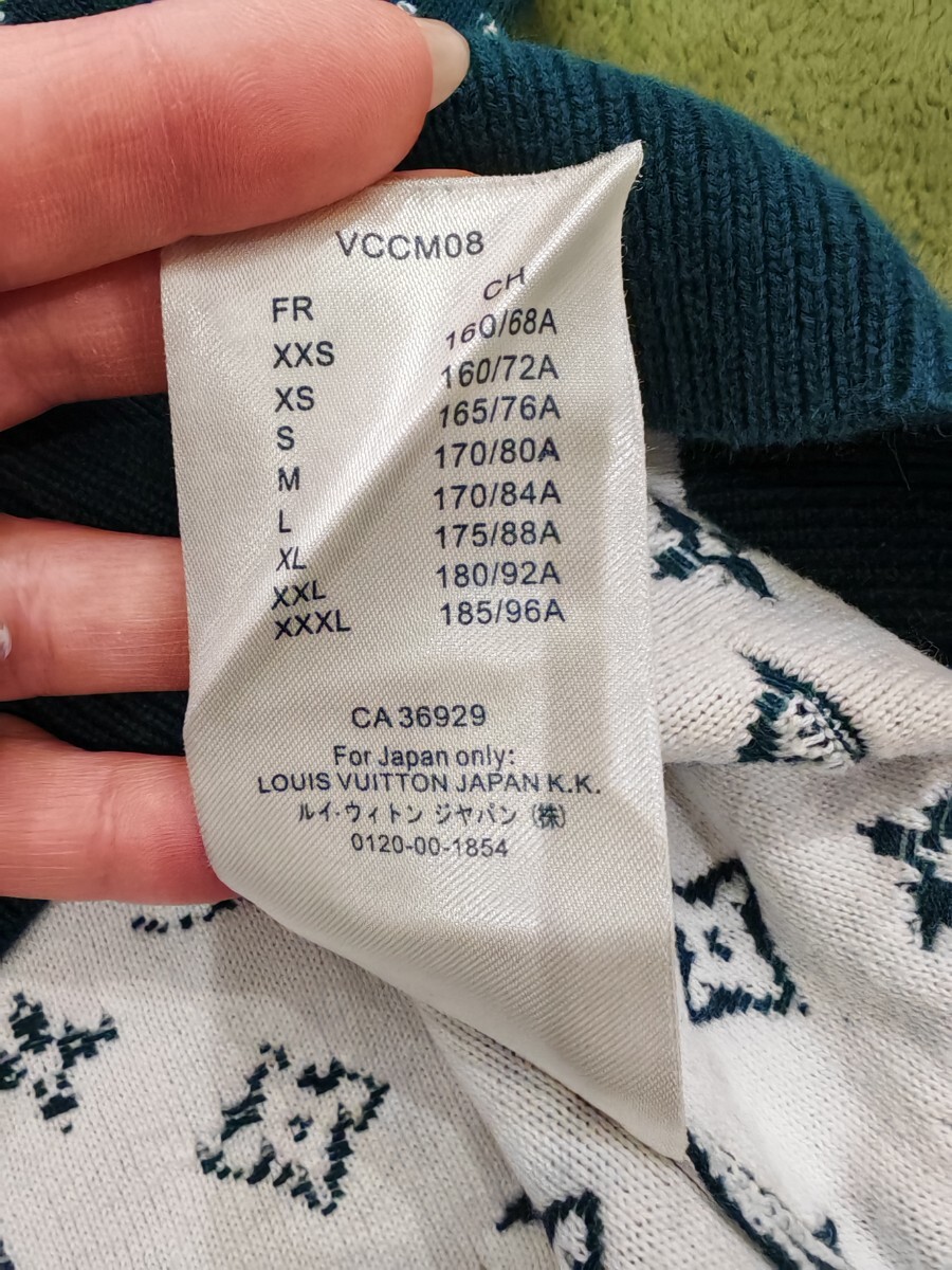 ルイヴィトン モノグラム LOUIS VUITTON ニット セーター　ブルーグリーン　メンズLサイズ_画像3