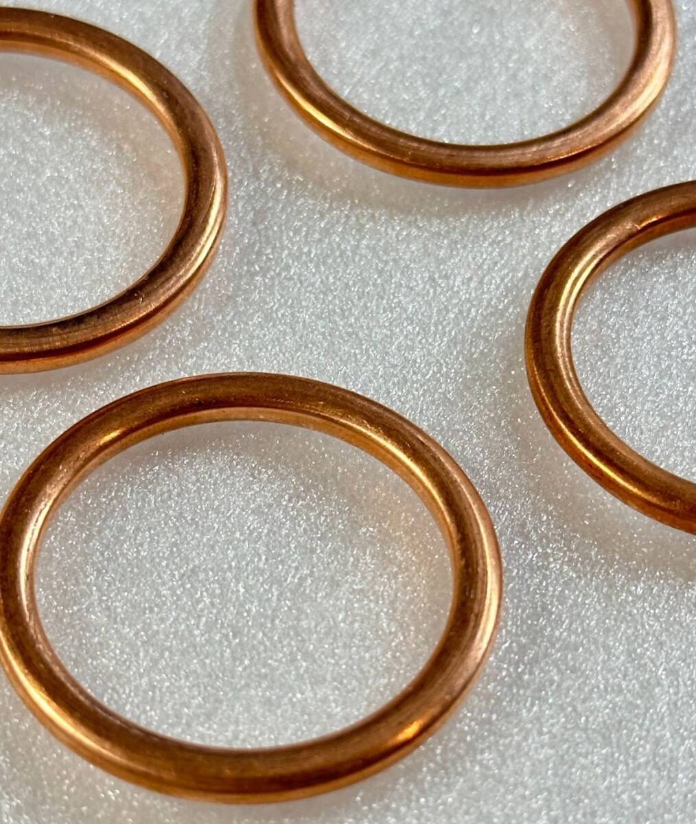 マフラーガスケット 銅 強化仕様 4枚 丸型 Z400FX ゼファー400 400χ エキゾースト GPZ400F ワッシャー ゼファー750 Z400GP U1322_画像3