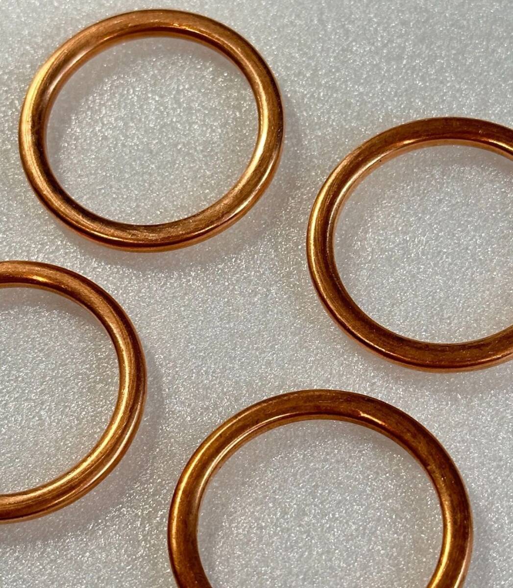 マフラーガスケット 銅 強化仕様 4枚 丸型 Z400FX ゼファー400 400χ エキゾースト GPZ400F ワッシャー ゼファー750 Z400GP U1322_画像2