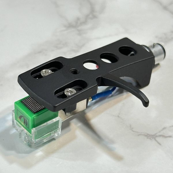 ヘッドシェル & MMカートリッジ 新品 OFCリード線 ブラック レコード 金メッキ ターンテーブル LP プレーヤー アナログ 針 U547_画像1