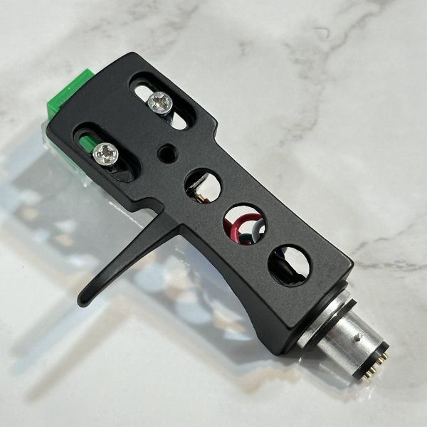 ヘッドシェル & MMカートリッジ 新品 OFCリード線 ブラック レコード 金メッキ ターンテーブル LP プレーヤー アナログ 針 U547_画像3