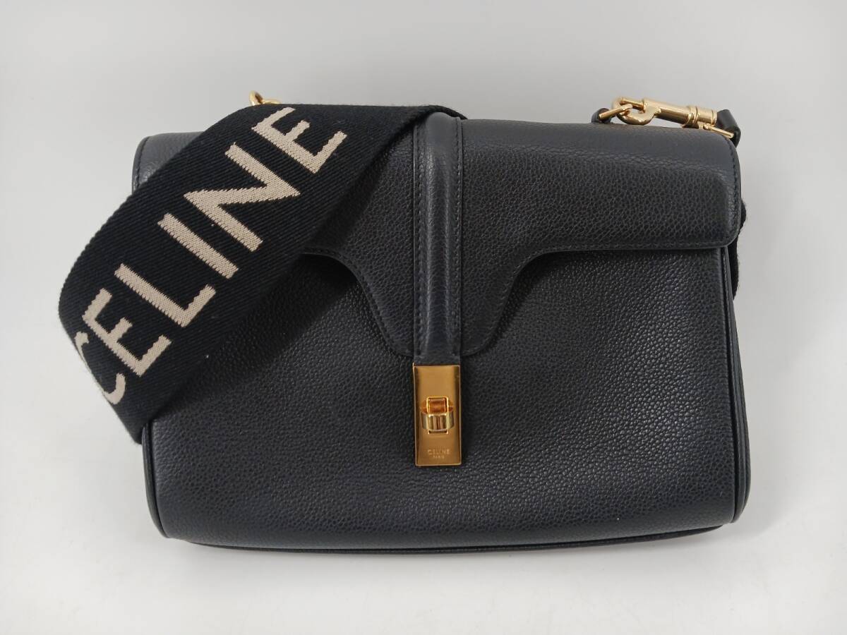 19801-02★CELINE/セリーヌ 2WAY ショルダーバッグ ティーンソフト レザー ゴールド金具 ロック式 レディース 婦人用★_画像2