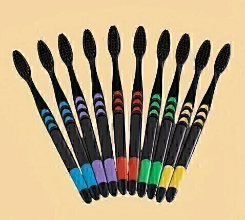 0021-194-01 現品のみ ダブル ウルトラ ソフト 歯ブラシ 竹炭 ナノ 歯ブラシ 大人用 10個組_画像1