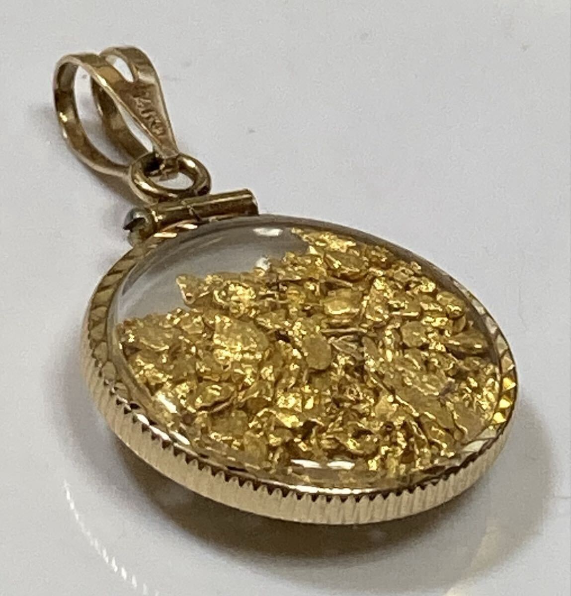 T11-011・砂金入りペンダントトップ (14K刻印)＊総重量4g _画像3