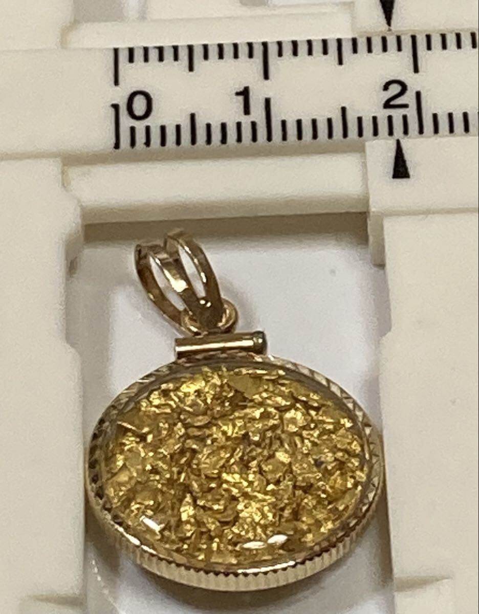 T11-011・砂金入りペンダントトップ (14K刻印)＊総重量4g _画像7