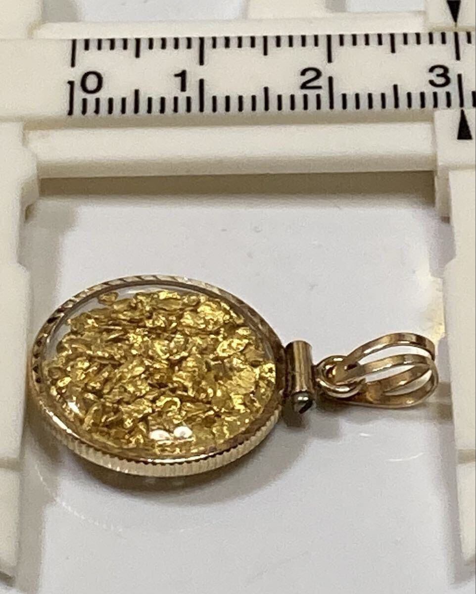T11-011・砂金入りペンダントトップ (14K刻印)＊総重量4g _画像8