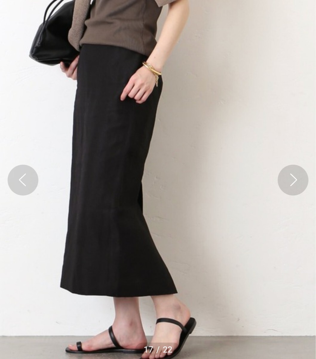 Deuxieme Classe リネンスカート ロング スカート ドゥーズィエムクラス 黒_画像3