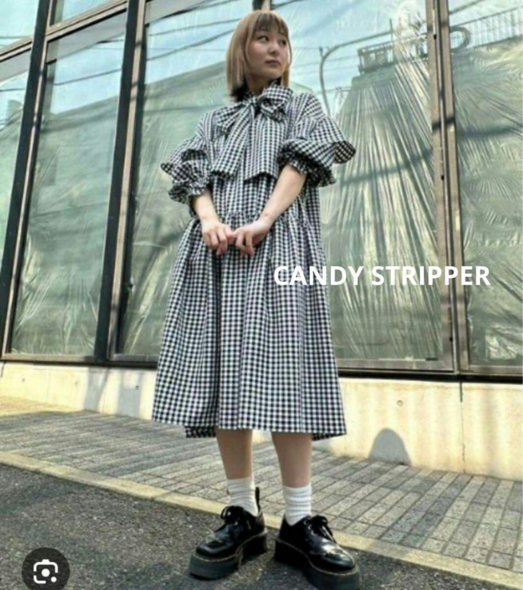 CANDY STRIPPER ギンガムチェックボウタイワンピース キャンディーストリッパー 黒_画像1