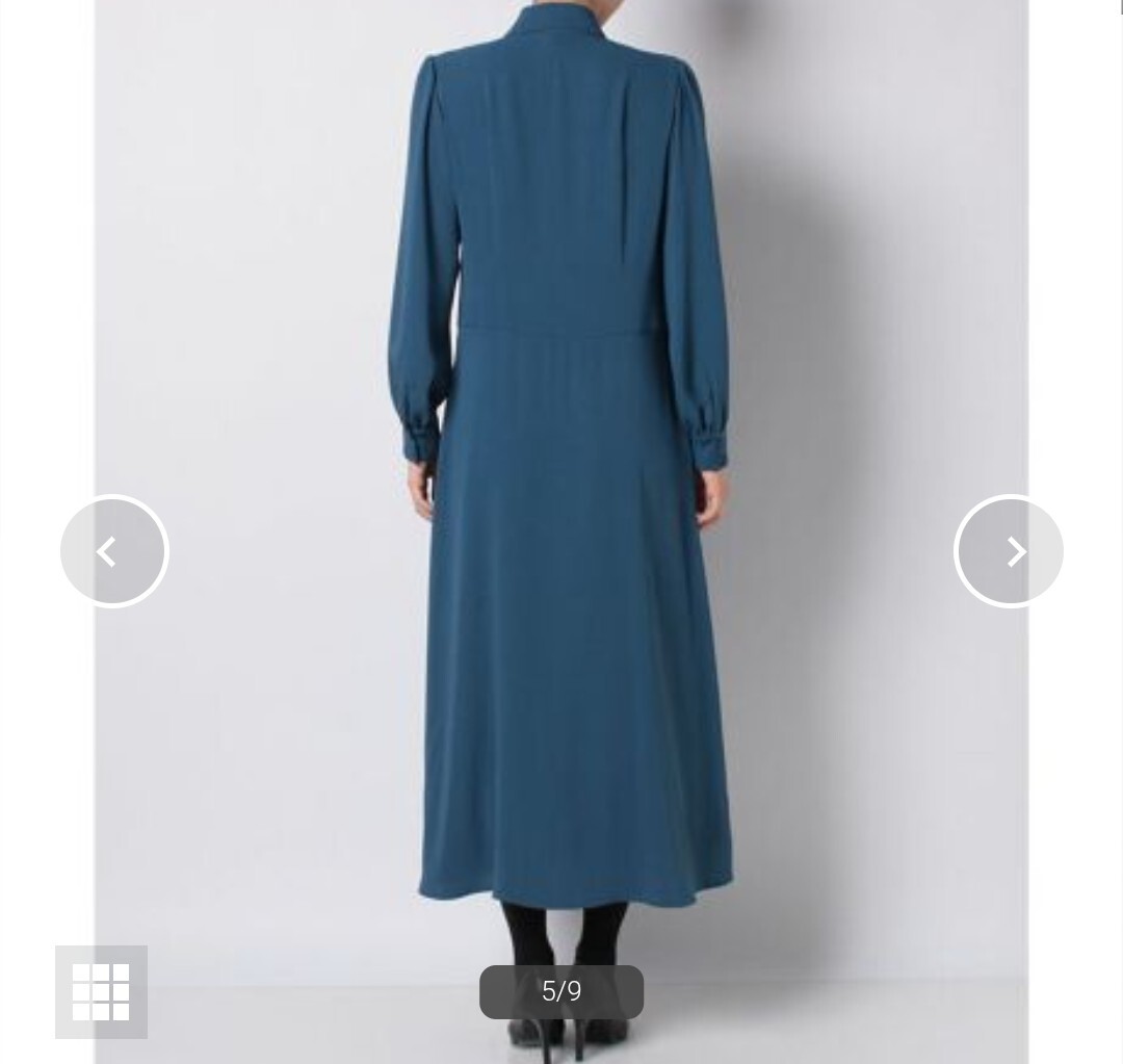 【新品】LOULOU WILLOUGHBY サテンフリルシャツワンピース ブルー_画像3