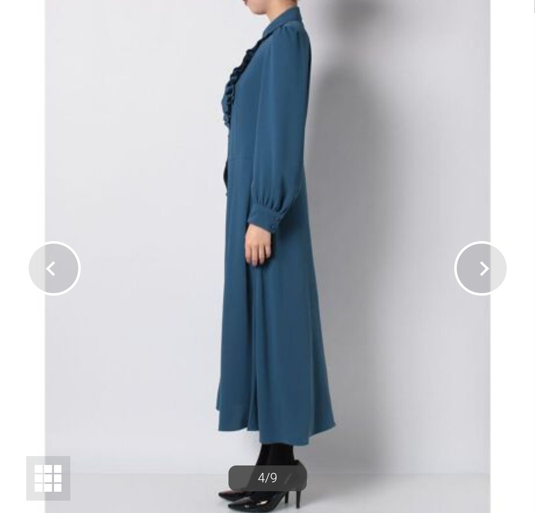 【新品】LOULOU WILLOUGHBY サテンフリルシャツワンピース ブルー_画像2