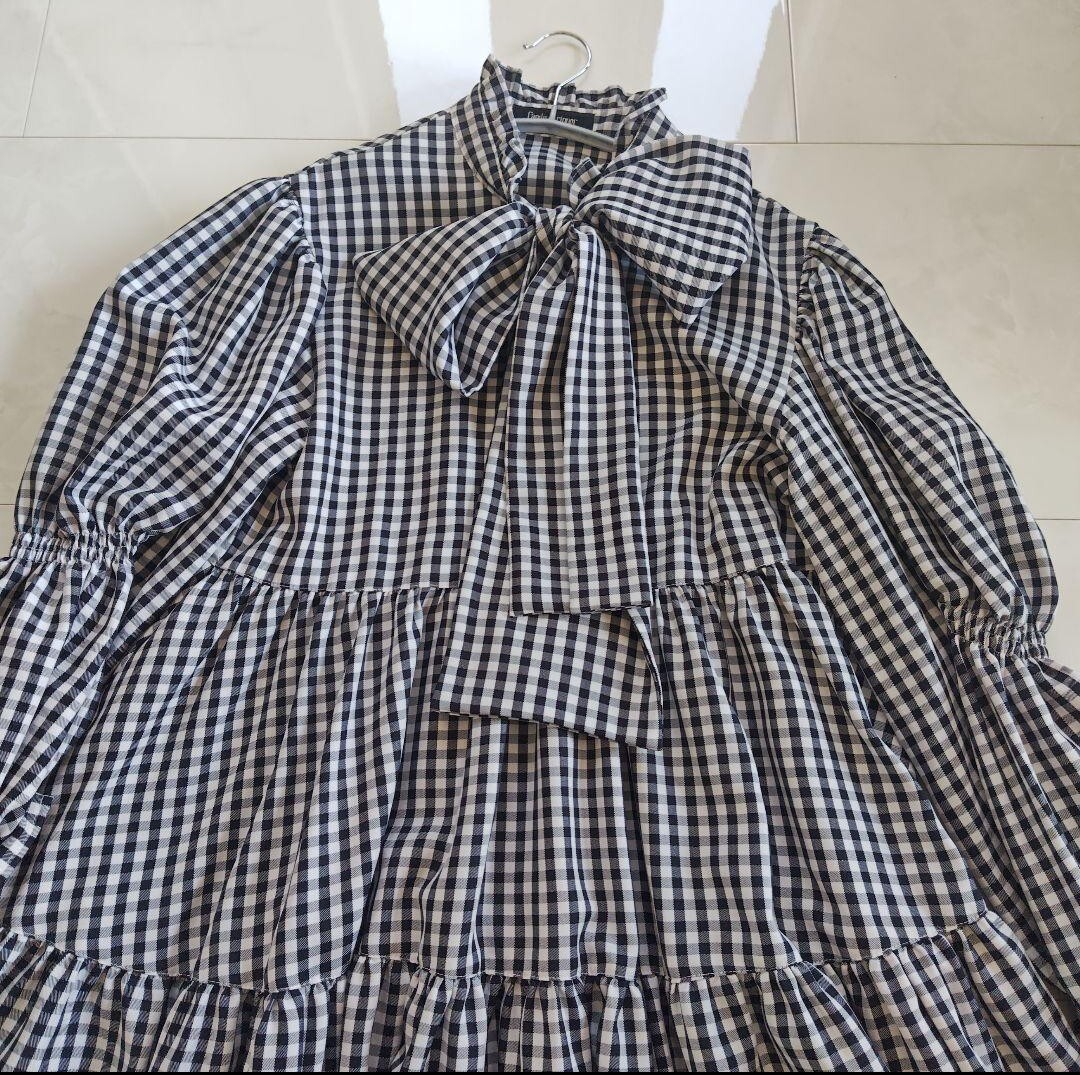 CANDY STRIPPER ギンガムチェックボウタイワンピース キャンディーストリッパー 黒_画像7