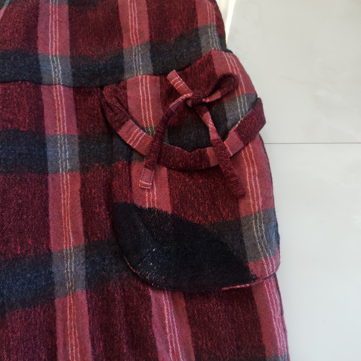 慈雨 センソユニコ ウール ワイドパンツ チェックポケット_画像2