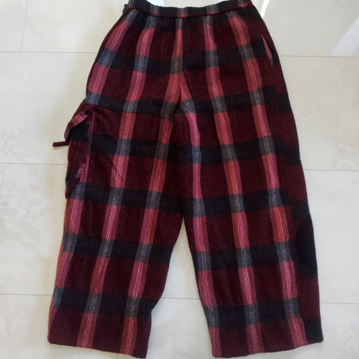 慈雨 センソユニコ ウール ワイドパンツ チェックポケット_画像4