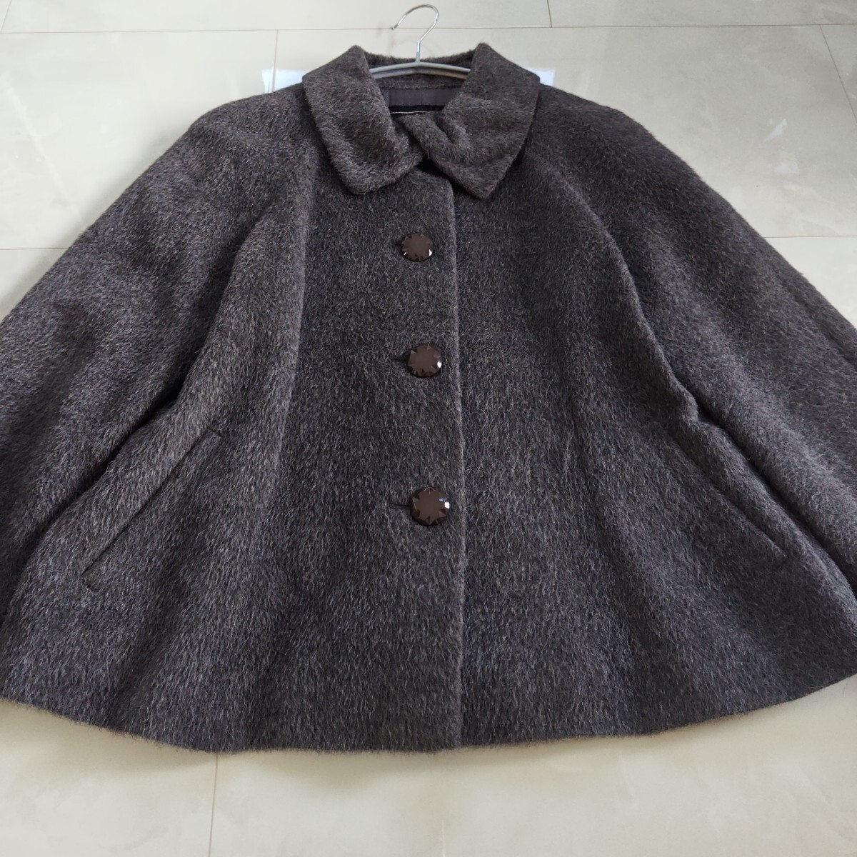 【美品】Leilian レリアン アルパカシャギーショート ポンチョ_画像1