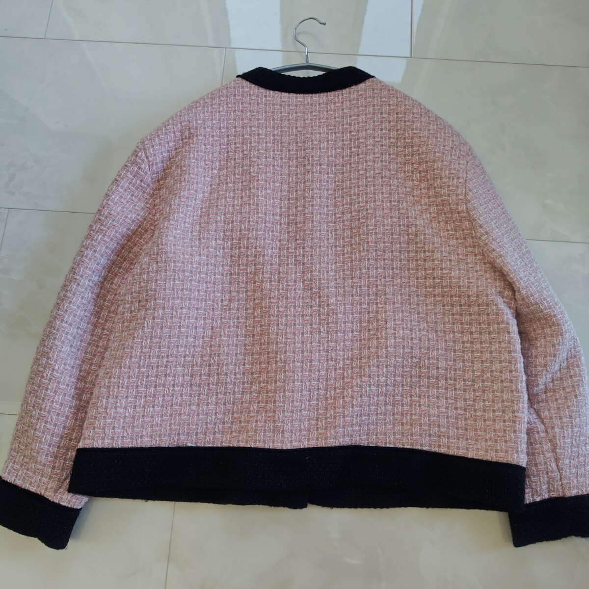 大きいサイズ sister jane ツイードノーカラージャケット ピンク_画像4