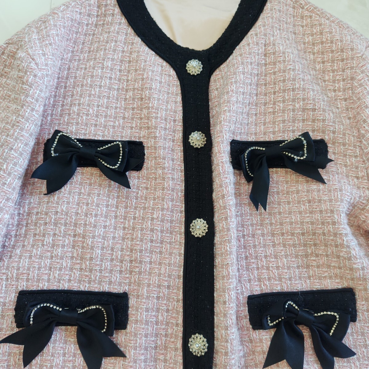 大きいサイズ sister jane ツイードノーカラージャケット ピンク_画像5