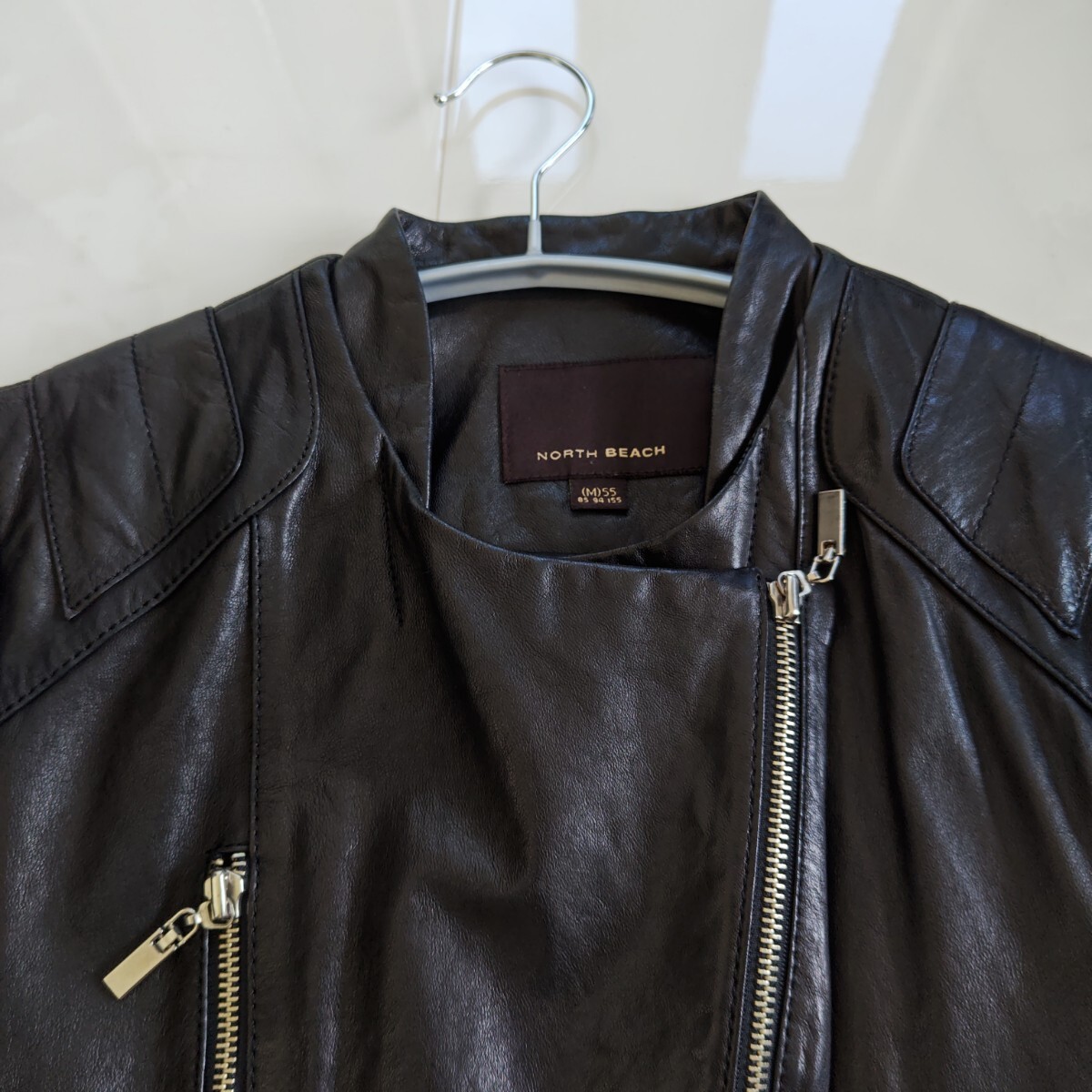 NORTH BEACH ライダースジャケット ラムレザー 羊革 黒_画像2