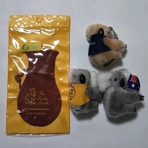 ＊保管品＊Australia/オーストラリア お土産 コアラクリップ カンガルー 玉袋 送料￥440- 国旗 ブーメラン お守り 金運アップ 本革_画像1
