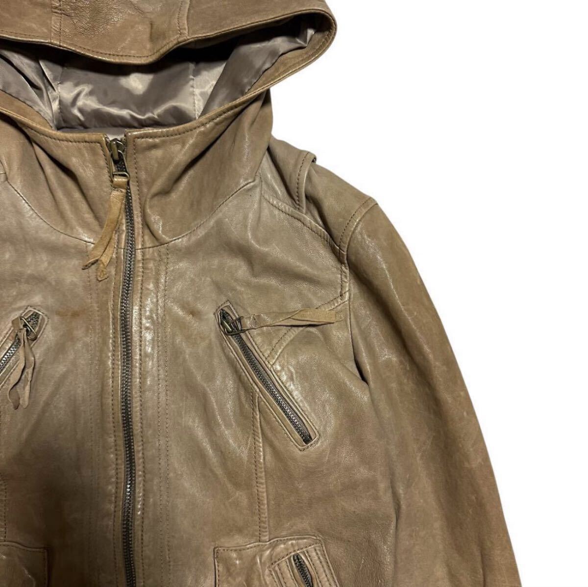 00s rare Japanese Label Y2K leather hoodie jacket archive Vkei punk 平成 ギャル男 お兄系 グランジ フェアリーグランジ vintage lgb_画像3