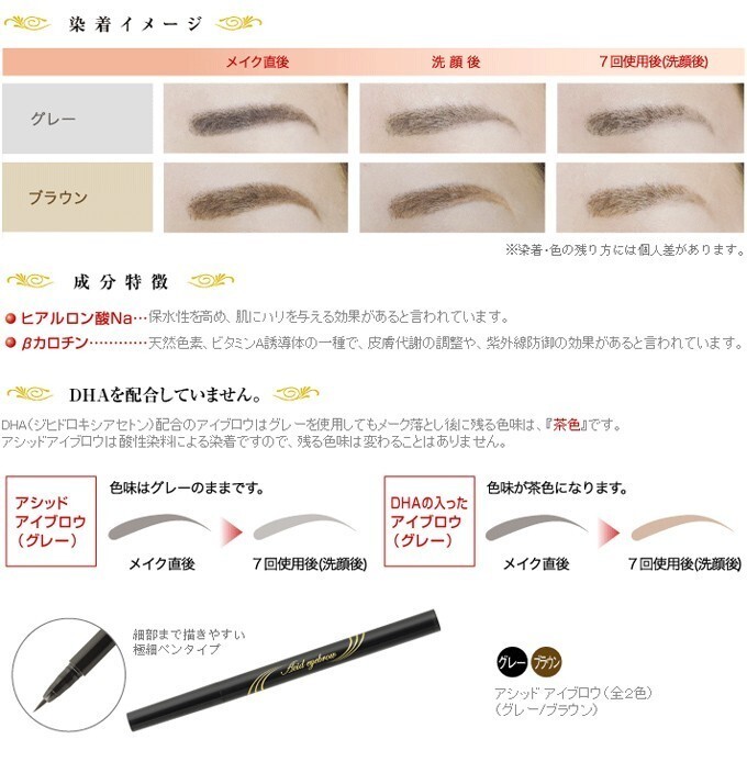 【3本セット】送料無料 イリヤ アシッドアイブロウ グレー ブラウン アイブロー 落ちない 眉ティント 眉マスカラ【TG】_画像3