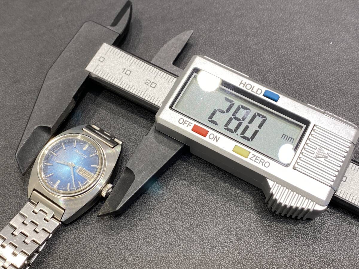 時計 シチズン CITIZEN オートマ AUTOMATIC 21石 3針 デイデイト 自動巻き 4-661630 ブルー文字盤 中古 稼働品★1533_画像8